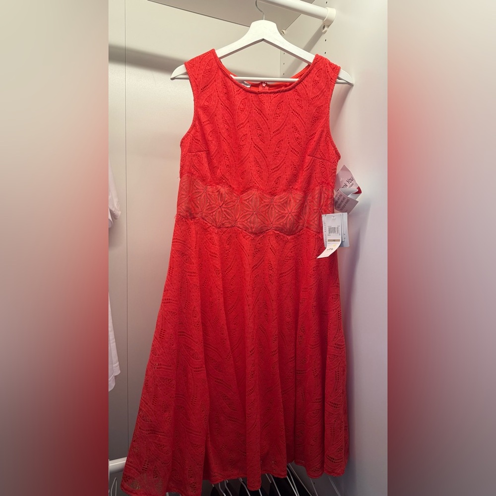 Elegant Red Orange Lace Dress